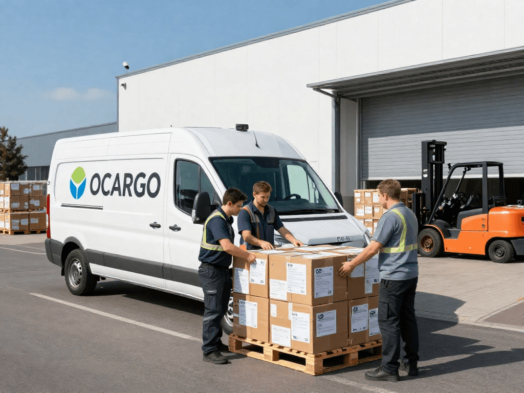 Gute Spedition in Dortmund: Professionelles Transportteam bei der Arbeit in einem modernen Logistikzentrum.