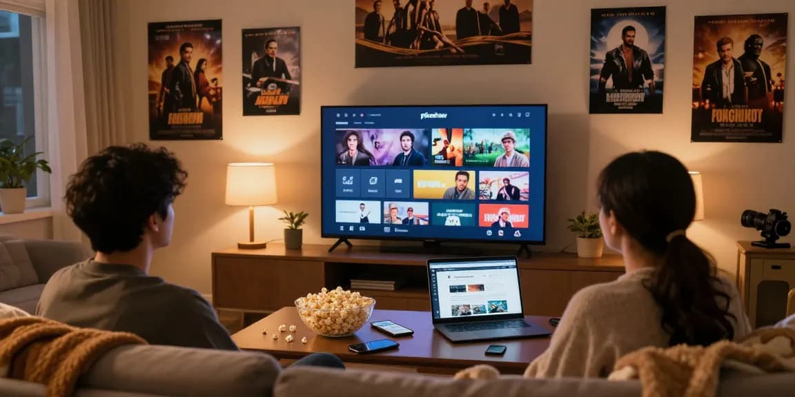Enjoying movies and live sports with Pikashow APK in a cozy living room