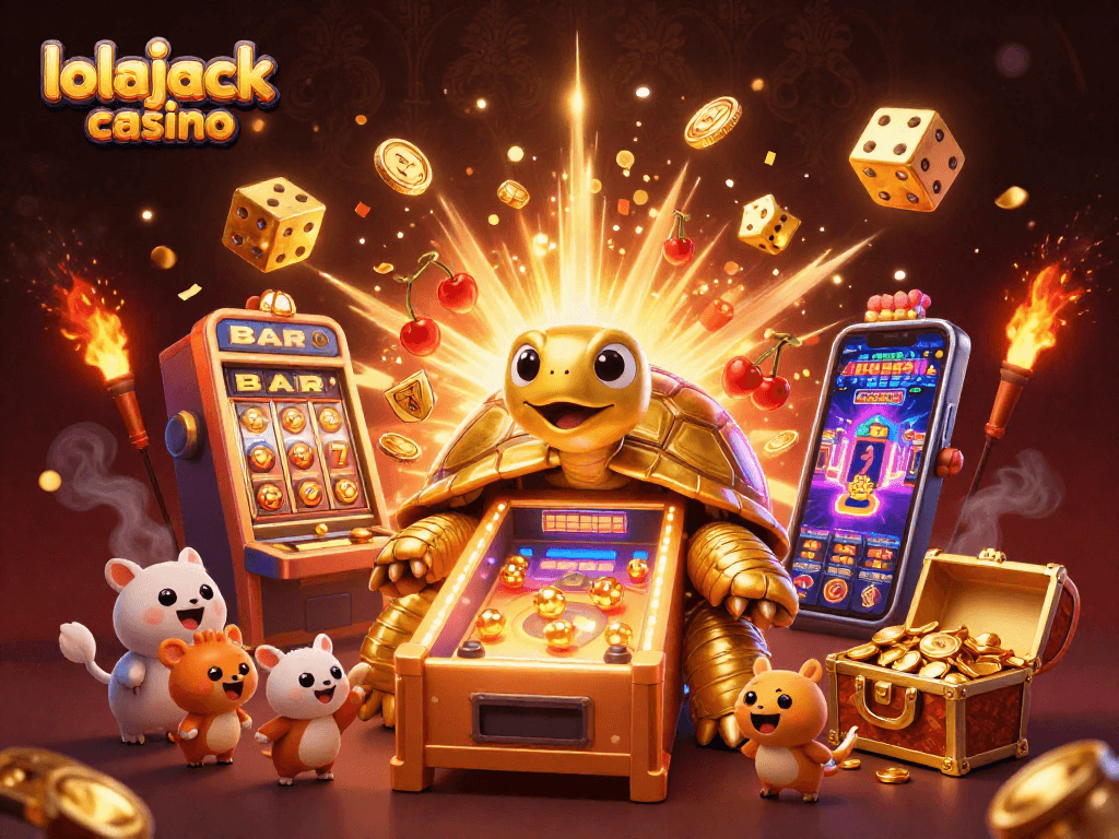 Experience thrilling gameplay at lolajack casino with a vivid scene of golden characters enjoying a jackpot.
