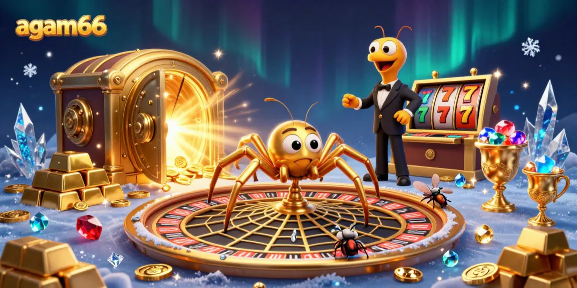Engage with AGAM66's thrilling roulette wheel experience with animated characters and stunning jackpot visuals.