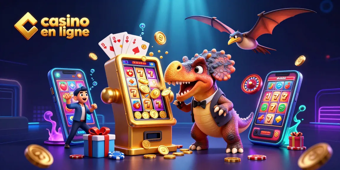casino en ligne avec des personnages de dinosaures dans une scène dynamique de jackpot