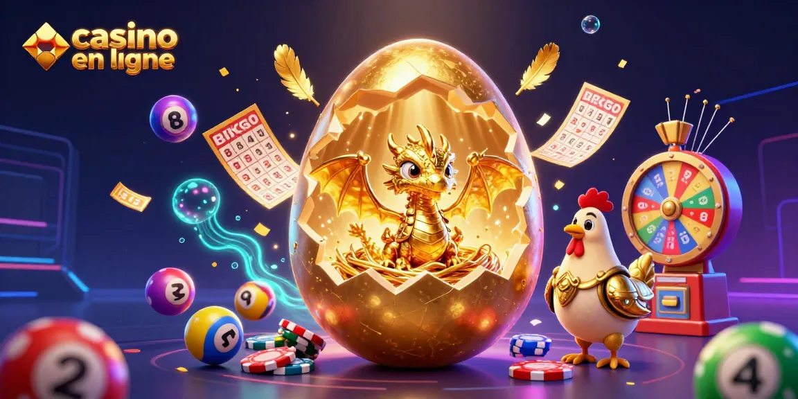 Jouez à casino en ligne avec des éléments captivants comme un dragon doré et des jetons de poker.