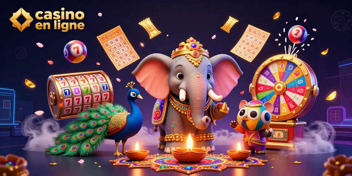 Visualisation dynamique de jeux avec l'éléphant Diwali, représentant le casino en ligne.