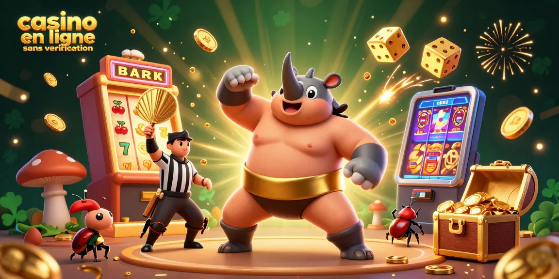 Jouer au casino en ligne sans vérification avec une illustration 3D vibrante de personnages colorés et d'éléments de jeu.