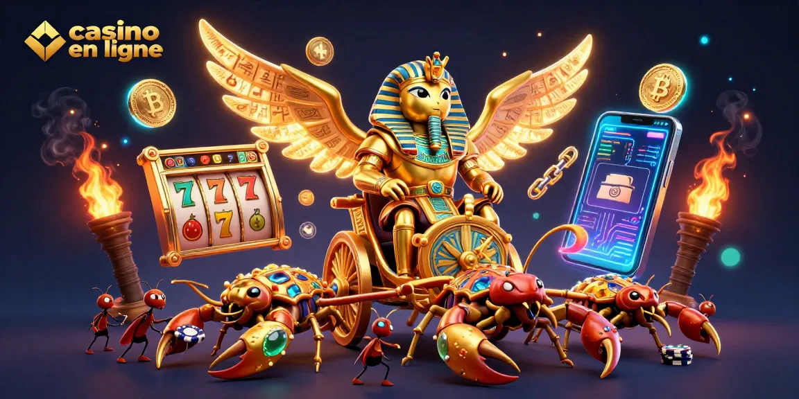 Jeux fascinants de casino en ligne avec un scarabée doré colossal et des jackpots animés.