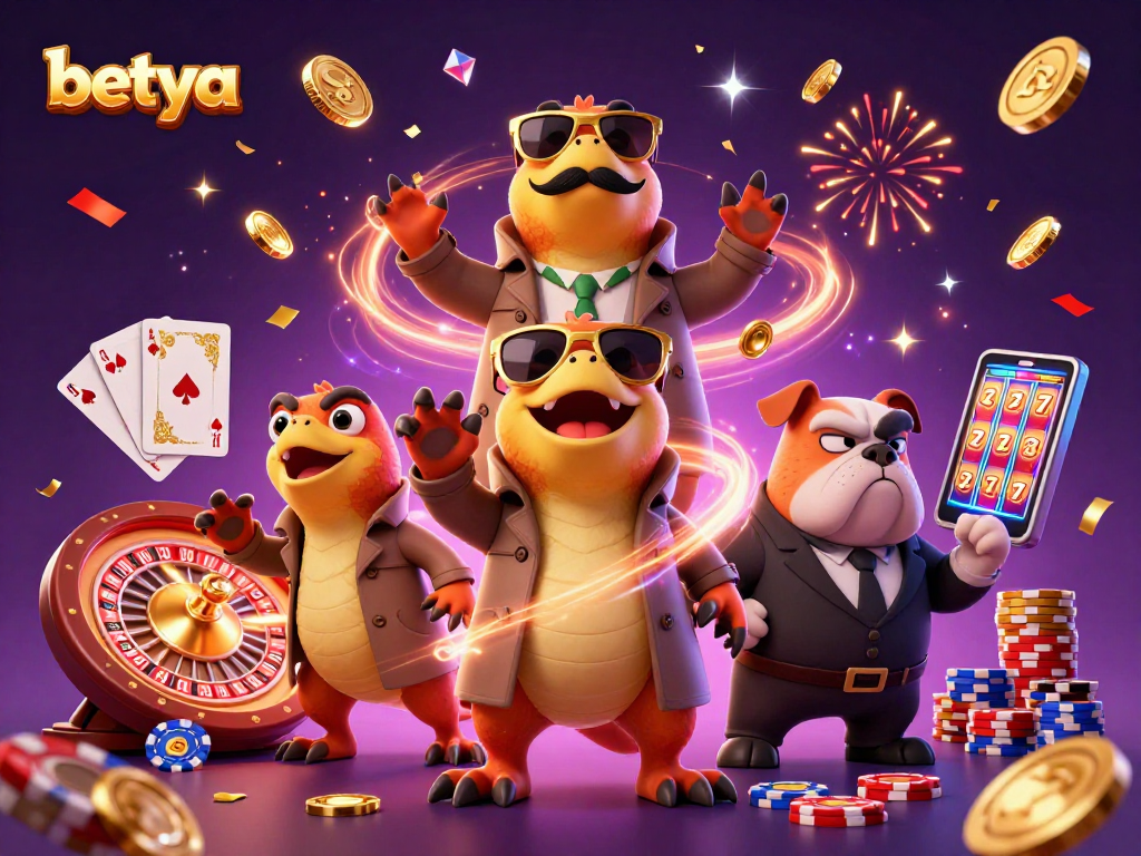 Experience the excitement of betya with raptors in a trench coat entering a VIP casino, surrounded by riches.