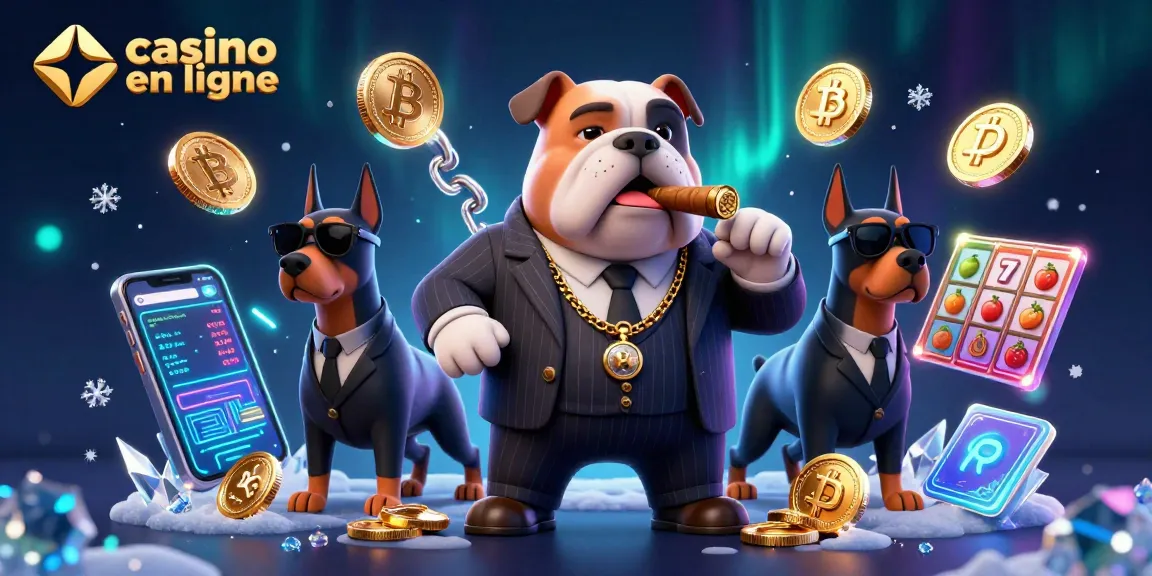 Plongez dans l'univers du casino en ligne avec une illustration 3D de personnages animés et des éléments de jeu captivants.