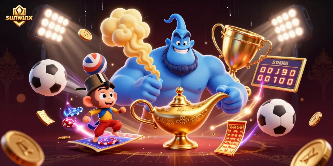 Experience the thrill of sunwinx gambling with dynamic casino characters and sports elements in an enchanting scene.