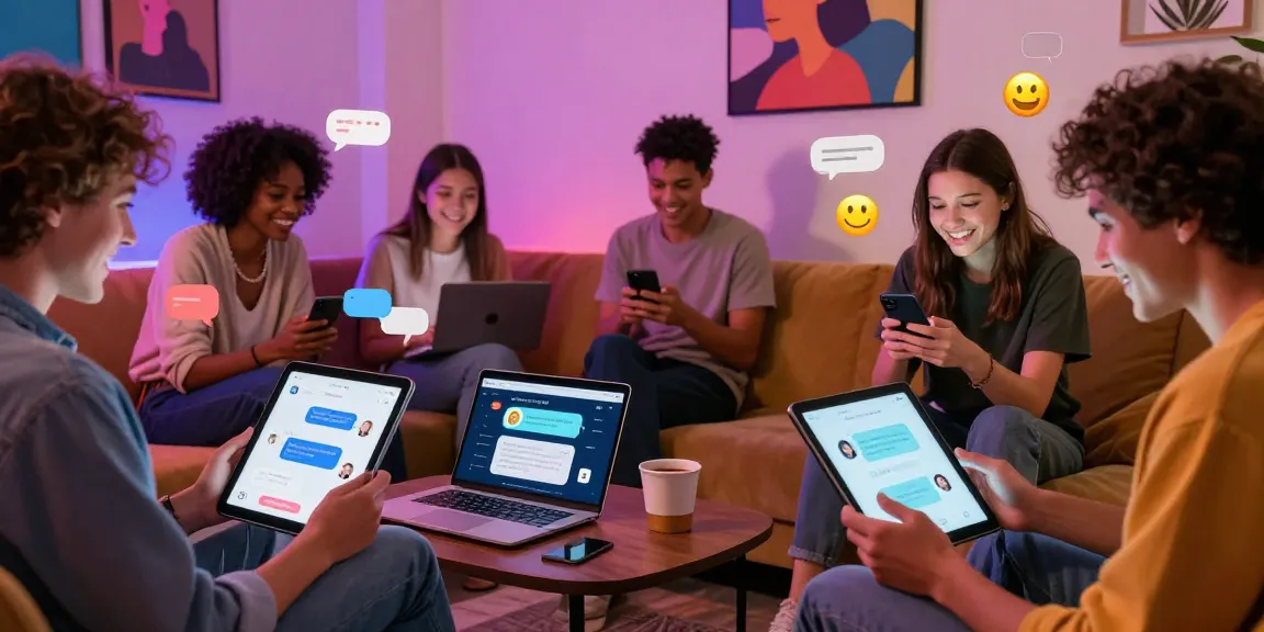 Engaging users in a vibrant NSFW chat bot lounge with colorful lighting.