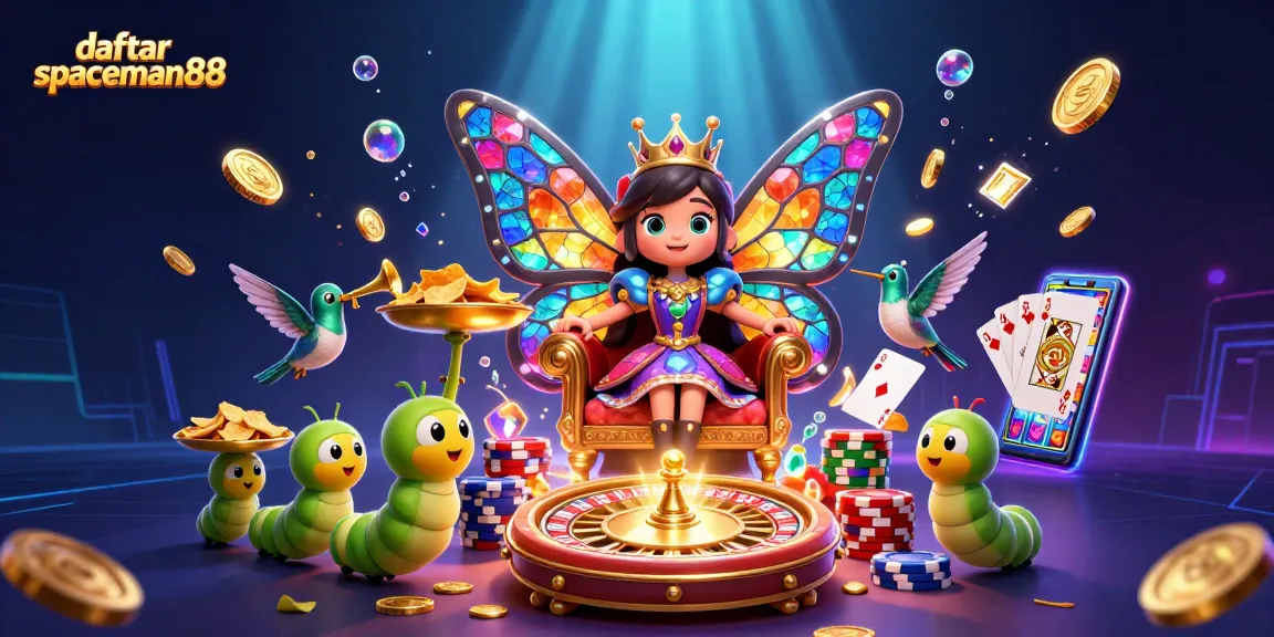 Experience daftar spaceman88 with vibrant casino elements and animated characters in a dazzling 3D illustration.