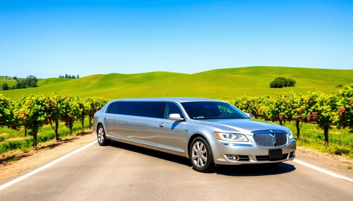Experience a seamless winery limo service amidst stunning vineyard landscapes.