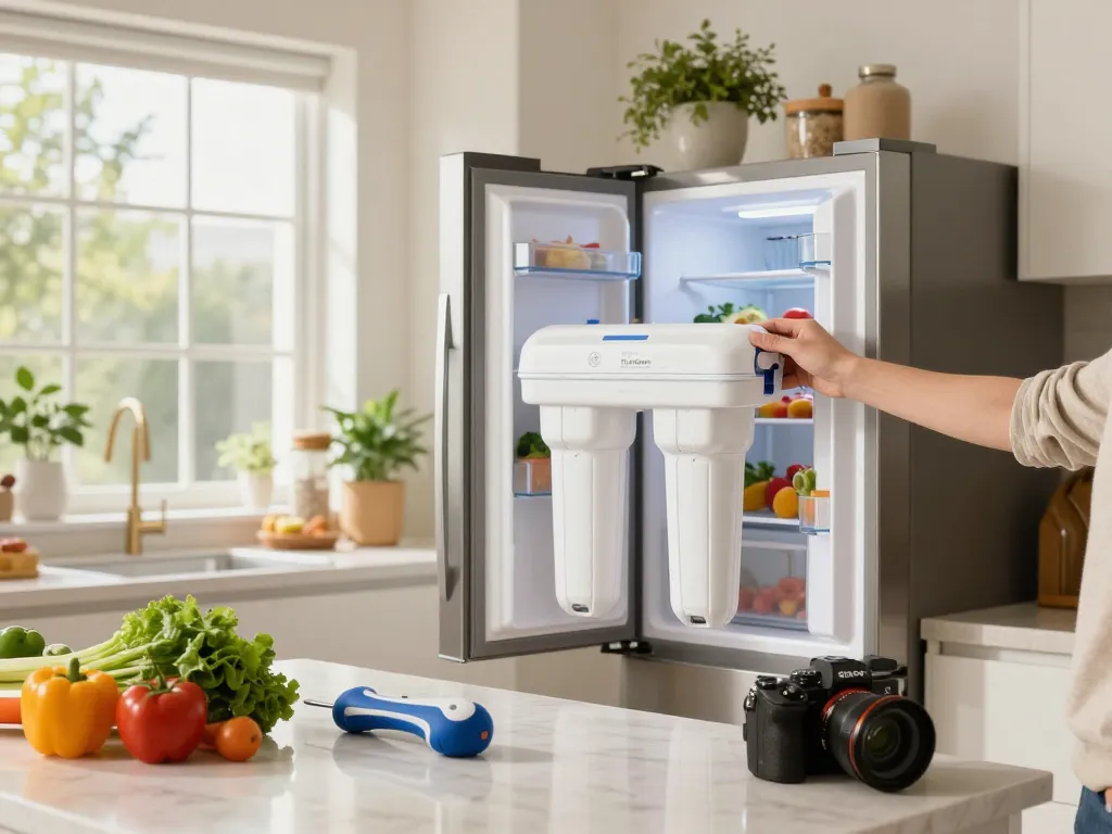 Replacing the Filterlogic FL-RF13 Replacement for GE® MWF® in a bright, modern kitchen environment