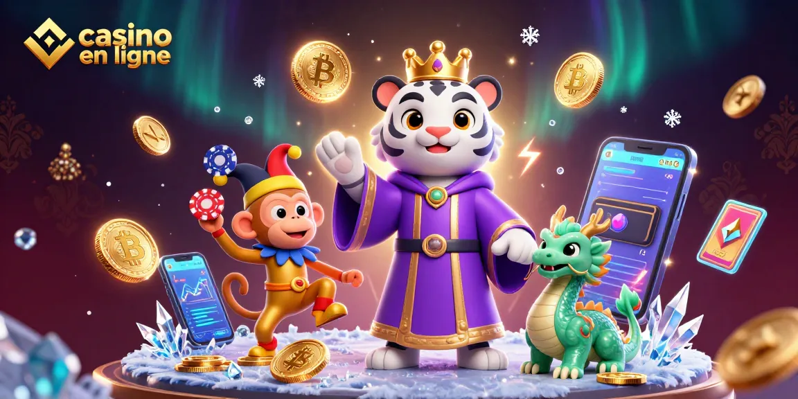 Gagnez au casino en ligne avec cette illustration captivante des jeux et cryptomonnaies