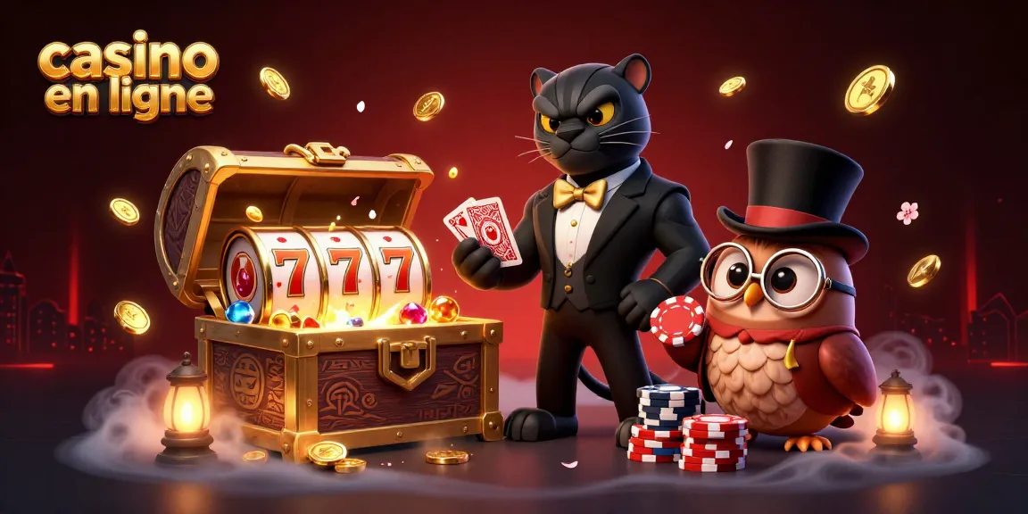 Casino en ligne : une illustration captivante avec une panthère, un hibou et une souris dans un univers de jeux