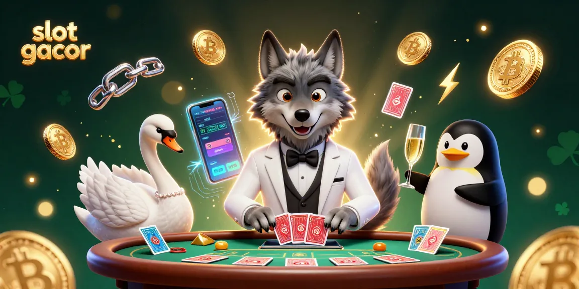 Engage with the slot gacor world through an enchanting casino illustration featuring a debonair wolf and elegant characters.