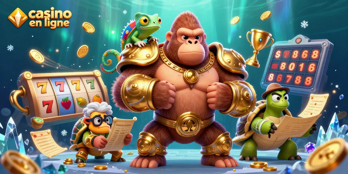 Gagnez avec le roi gorille dans un casino en ligne coloré et dynamique, pleine d'énergie!