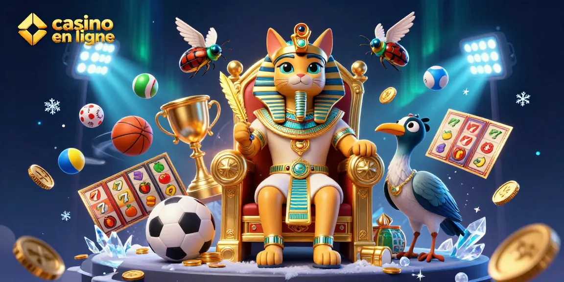 Un chat pharaon égyptien et un ibis, illustre le casino en ligne avec des jeux de machines à sous.