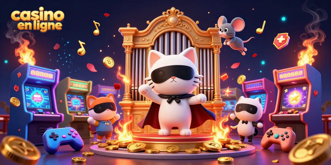 Plongez dans l'univers du casino en ligne avec un chat fantôme au piano et un acrobate souris.