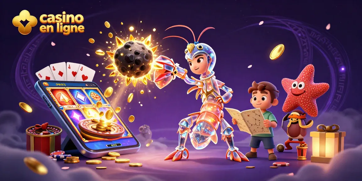 Jouez à casino en ligne avec des machines à sous et des jeux de cartes dans une scène colorée.