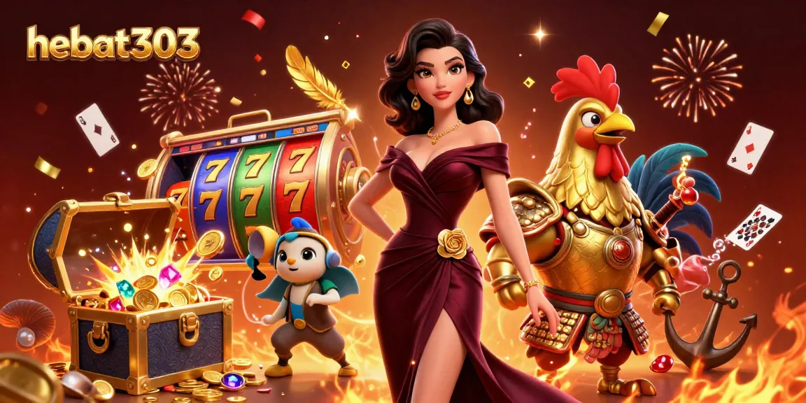 Experience the excitement of hebat303 with spinning slot reels and jackpot symbols, celebrating winners.