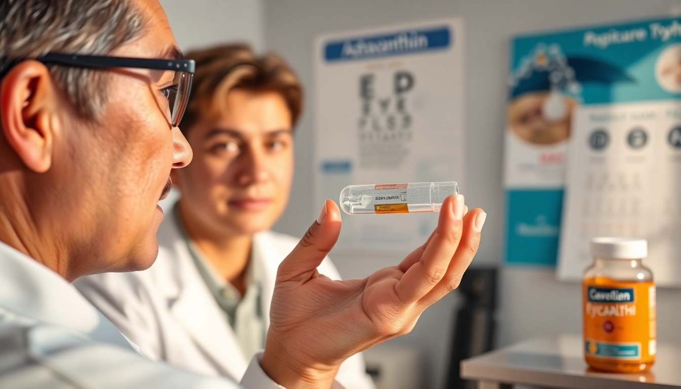 Discussing how does astaxanthin help eyes in a professional eye exam setting with an optometrist.