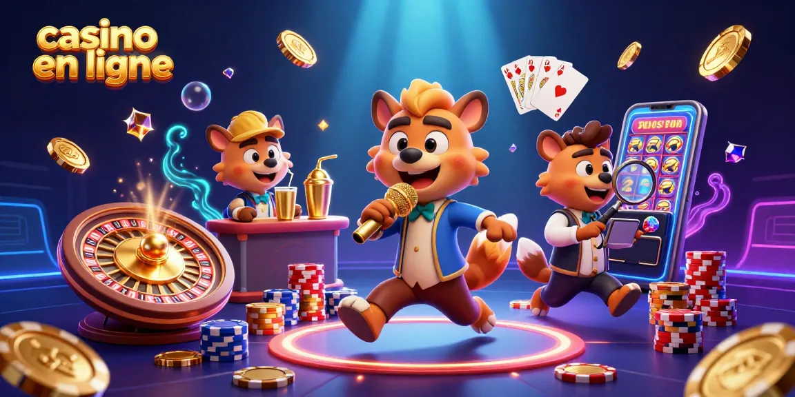 Image d'une scène dynamique de casino en ligne avec des hyènes et des éléments de jeu riches.