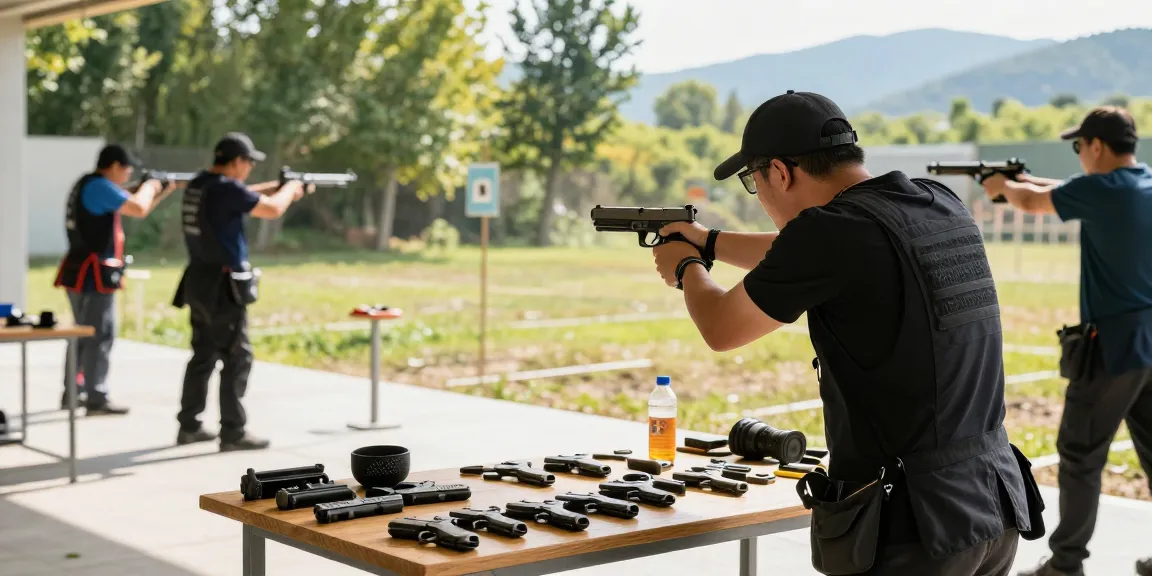 Glock handgun enthusiast showcasing precision glock slides at the shooting range on https://precisionglockslides.com.