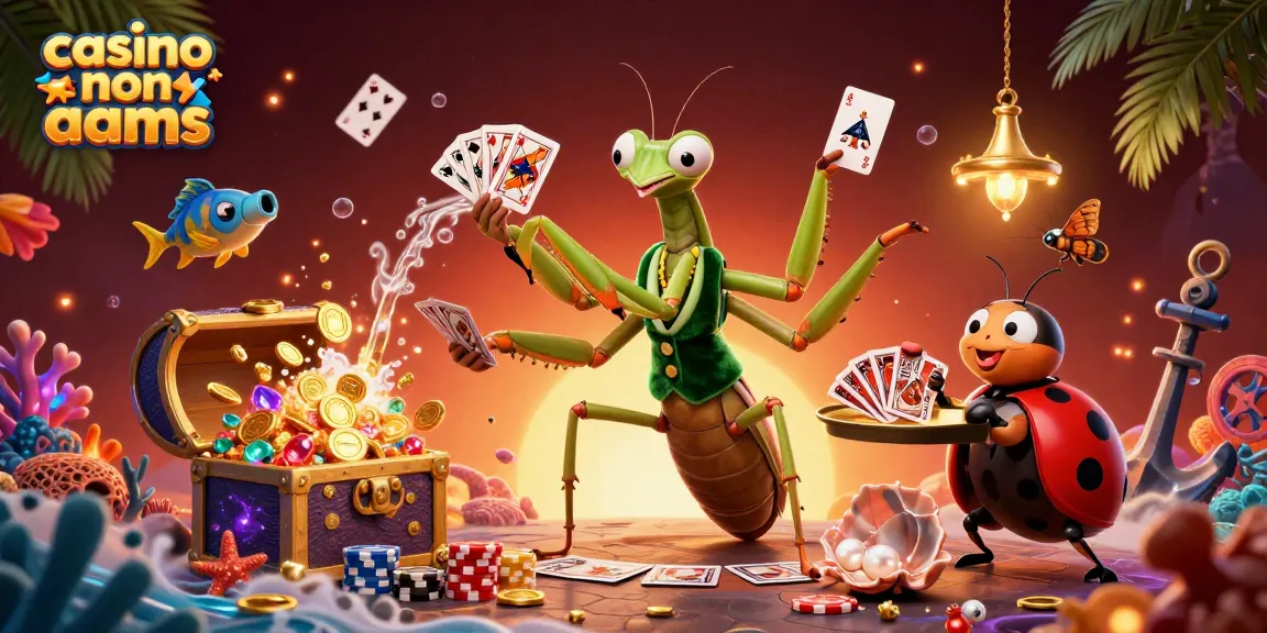 Scopri i migliori casinò non AAMS con l'illustrativo 3D di un grillo che distribuisce carte.