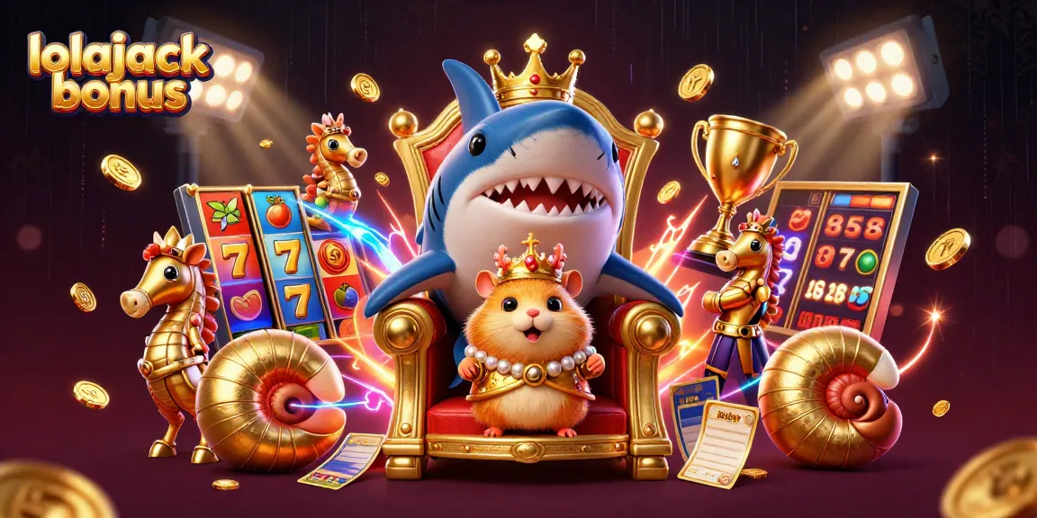 Experience the excitement of playing with the unique lolajack bonus through vibrant casino-themed 3D art.