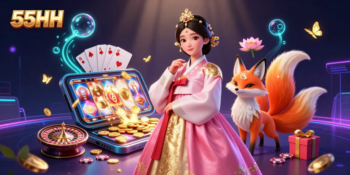 55HH offers thrilling slot games and dynamic action with vibrant characters and immersive gambling elements.