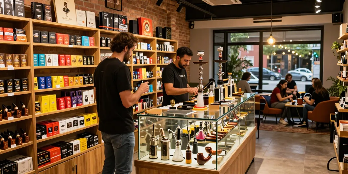 rokok88 showcased in a vibrant smoke shop with customers and products