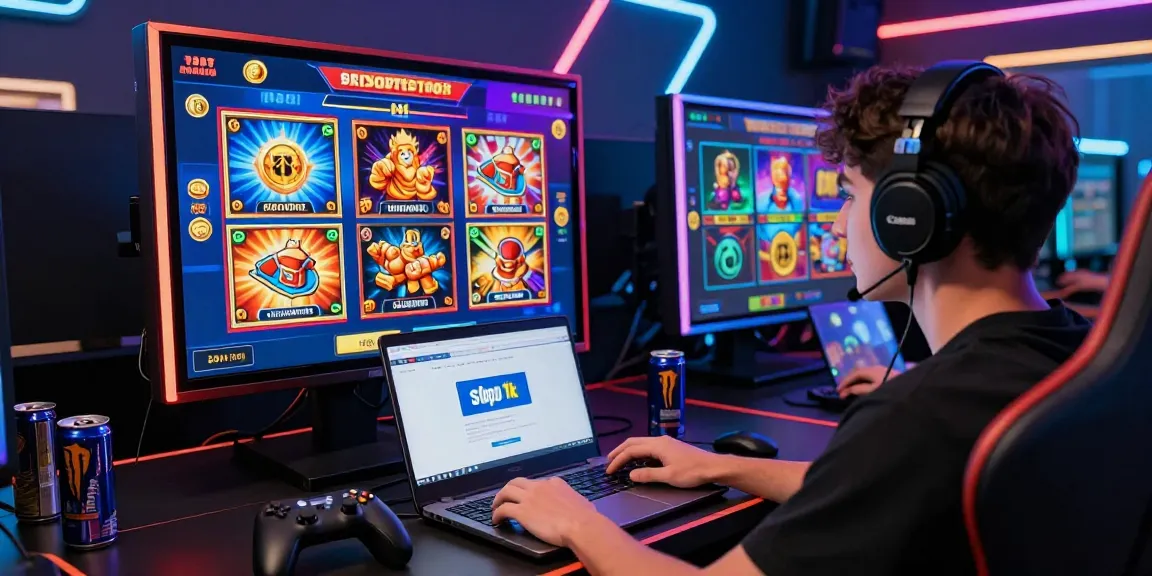 Exciting online gaming scene featuring slot depo 1k with vibrant graphics and gaming accessories.