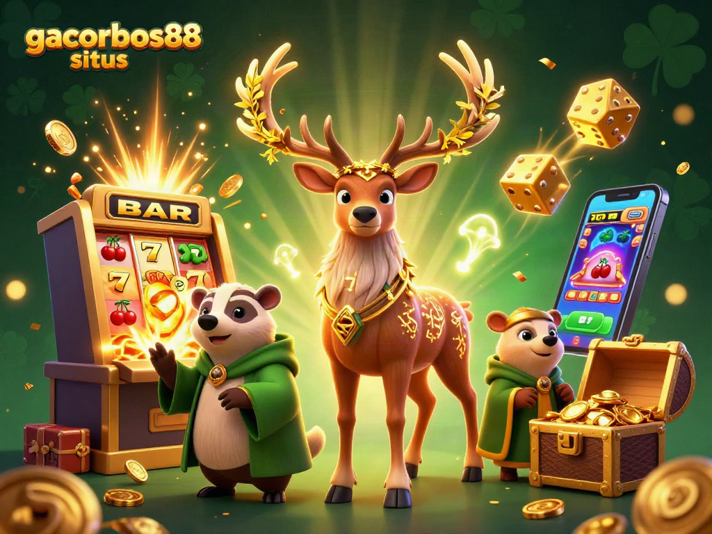 Spin and win at gacorbos88 situs with captivating characters and casino games alive in 3D illustration.