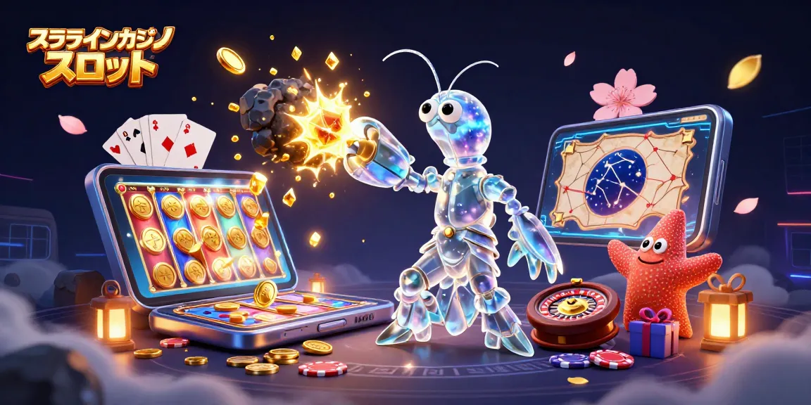 オンラインカジノ スロットのために金色のコインが飛び出すスロットゲームを表示するスマートフォンの前で戦うキャラクターたち
