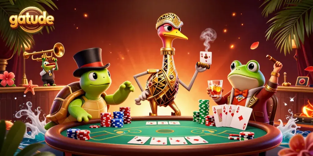 Experience thrilling gameplay at gatude with a vibrant casino scene full of action and excitement.