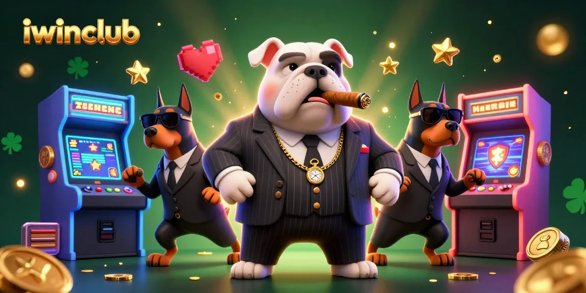 Engage with iwinclub's vibrant casino scene featuring gaming elements and cartoon characters.
