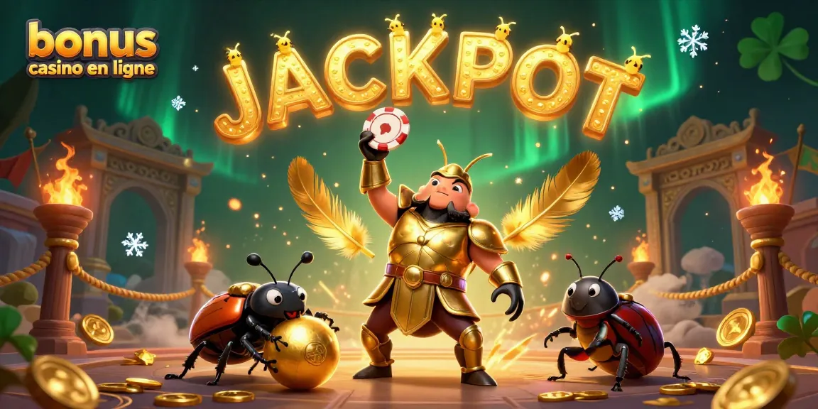 Gagnez avec le bonus casino en ligne, un scorpion héroïque célébrant une victoire dans un casino vibrant.