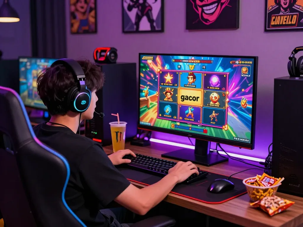 Exciting gaming experience of slot gacor player at modern setup.