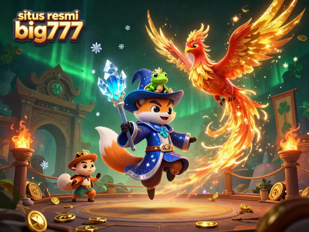 Experience exhilarating wins at the situs resmi big777 with this vibrant 3D casino illustration featuring magical characters.