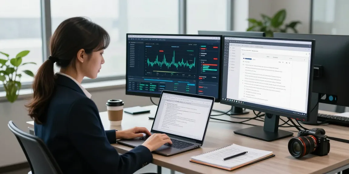 Detect fraud receipt using advanced AI technology in a modern workspace with a professional analyzing PDFs.