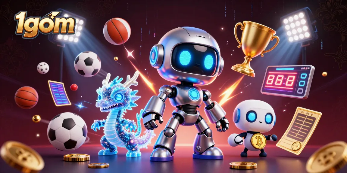 Experience the excitement of 1gom with a vibrant 3D cyberpunk scene featuring dynamic airborne sports elements.