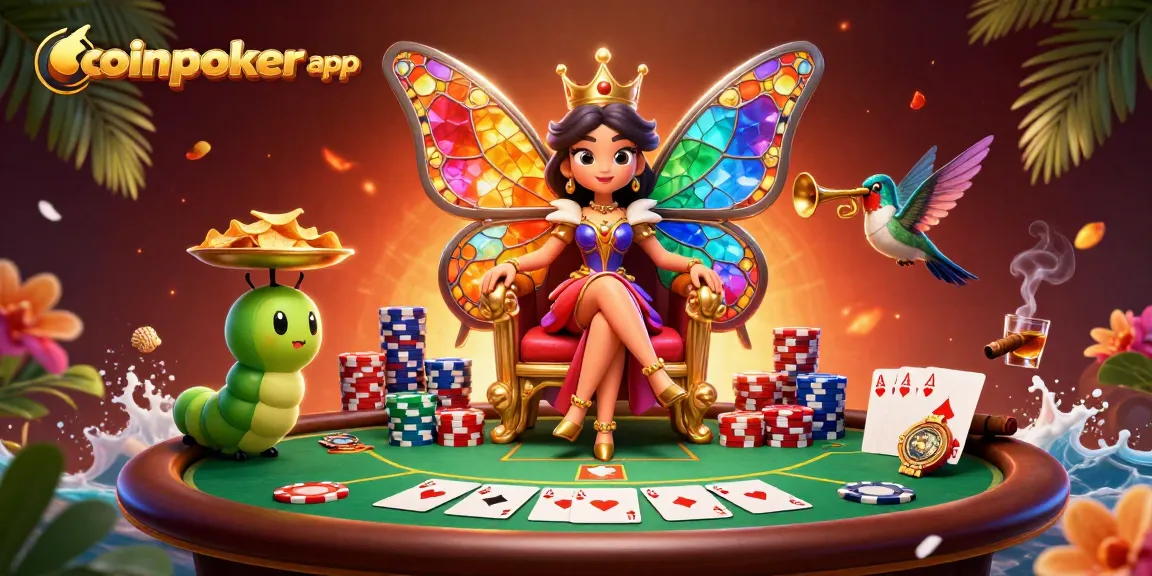 Gioca con la coinpoker app e scopri la regina delle farfalle che celebra nel suo regno di poker.