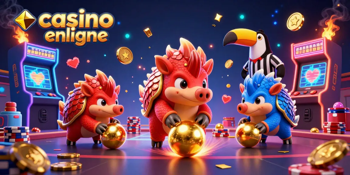 Jouez au casino en ligne avec ces pangolins colorés et passionnants dans une scène de jeux animée.