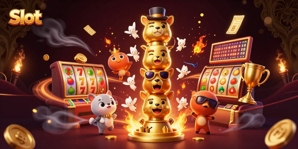 Experience thrilling slot action with dynamic reels and golden elements in a vibrant casino scene