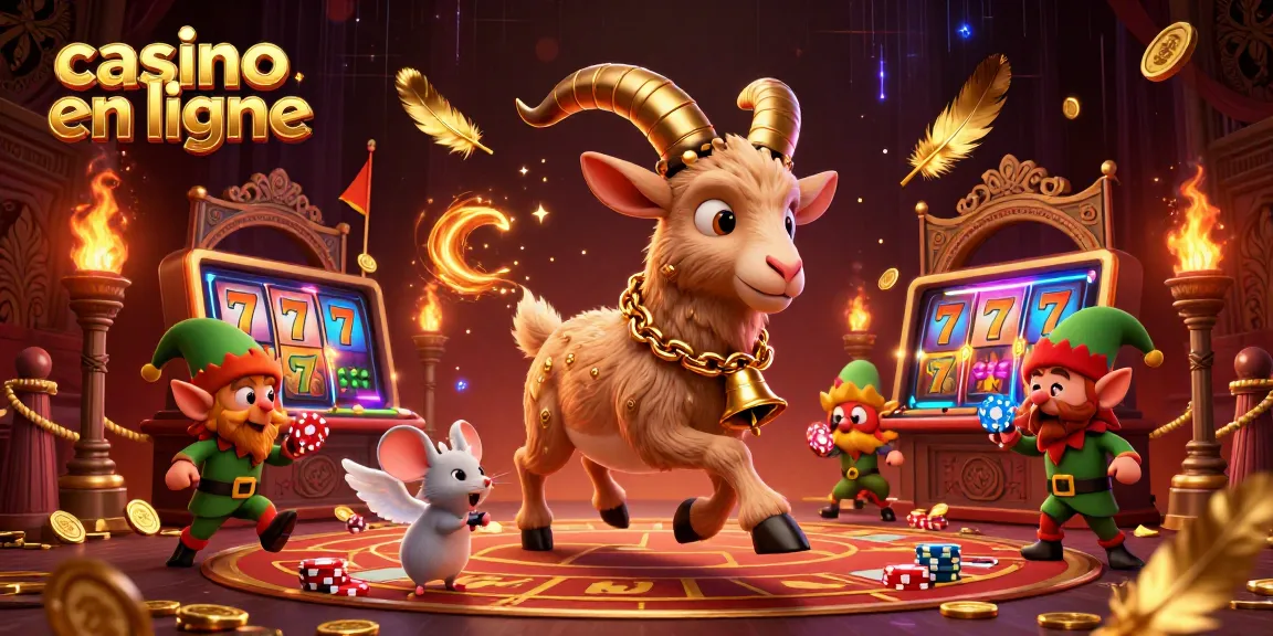 Visuel dynamique d'un casino en ligne avec Krampus, une souris ange et des gremlins, créant une atmosphère ludique.