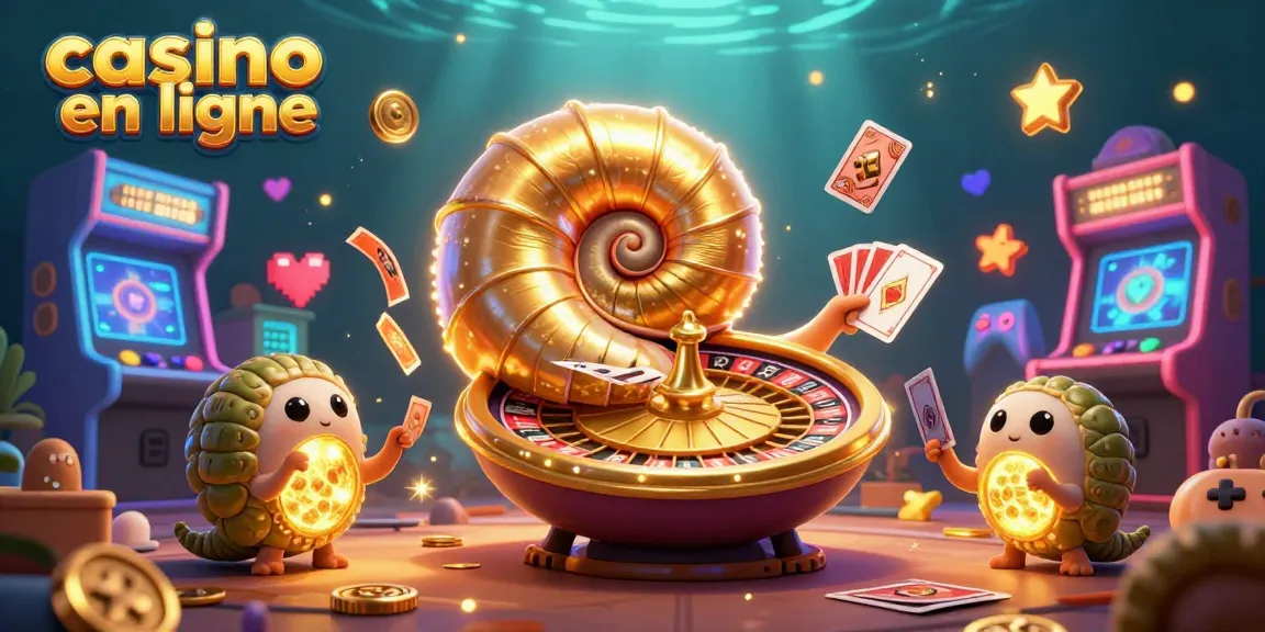 Gagnez aux jeux de casino en ligne avec cette illustration dynamique et colorée représentant un énorme nautilus et ses compagnons.