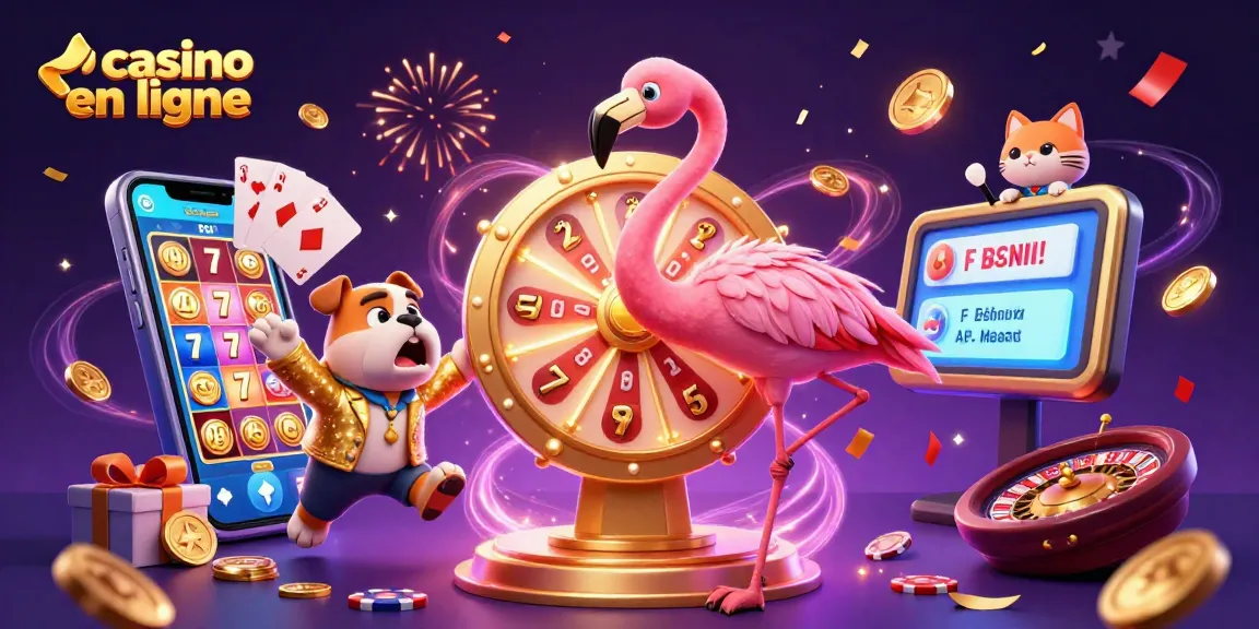 Créez de l'excitation dans un casino en ligne avec un animateur flamboyant et un bulldog heureux.