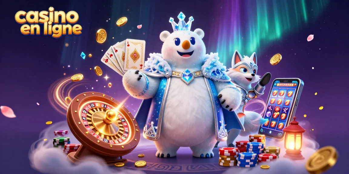 Immersion dans le monde du casino en ligne avec un ours polaire royal et un renard, entourés de pièces d'or.