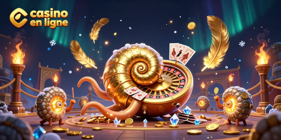 Cette illustration présente un nautilus géant en forme de roulette, symbolisant le casino en ligne.