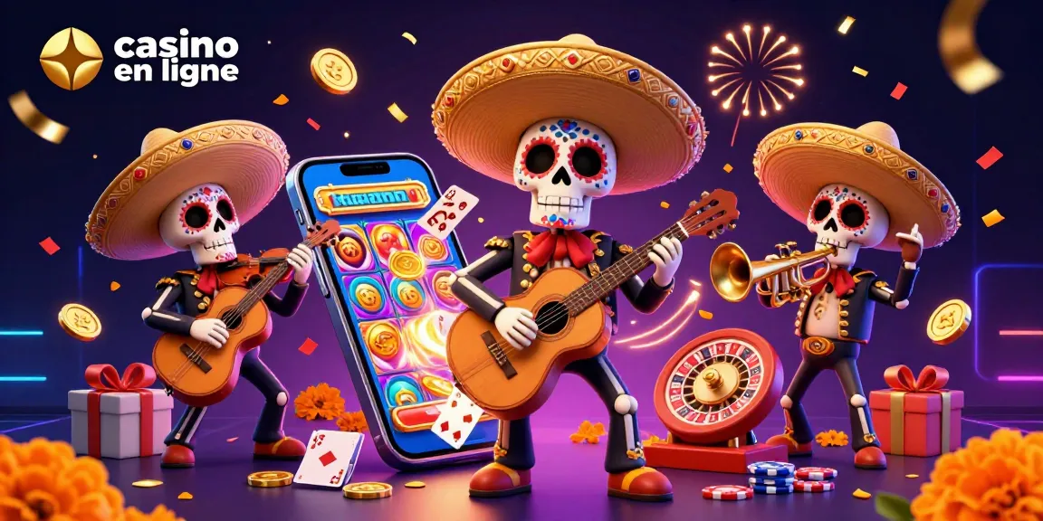 Jouez à casino en ligne avec des bandits de la mariachi colorés dans un décor festif.